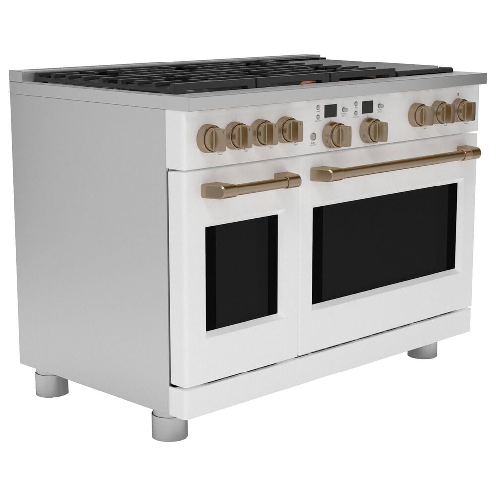 Cafe 8.25 Cu. Ft. Freestanding Dual Fuel Range with Double Oven in Matte White and Brushed Bronze, , large