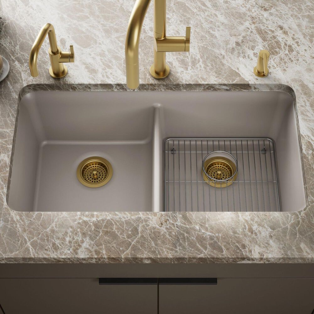 Kohler Cairn Undermount Double-Bowl Kitchen Sink in Matte Taupe, , large