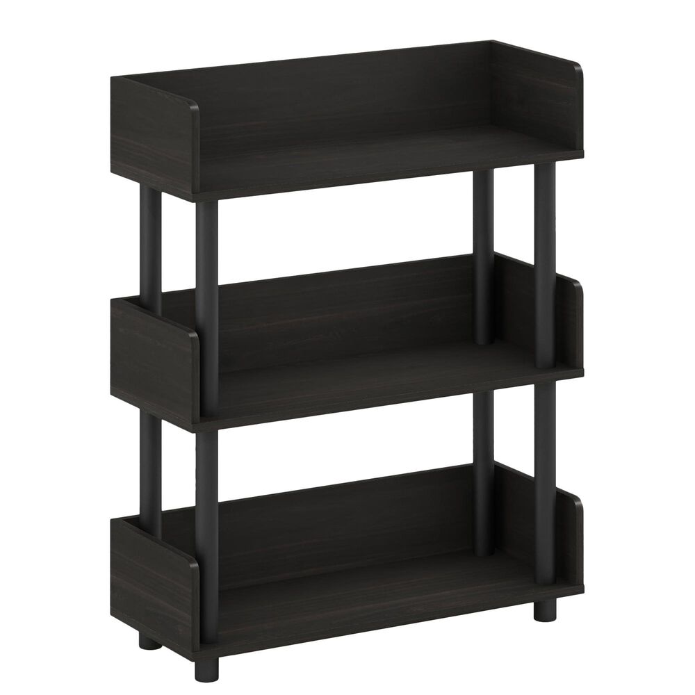HOMLUX Turn-N-Tube 3-Tier Open Display Storage Bookshelf in Espresso, , large