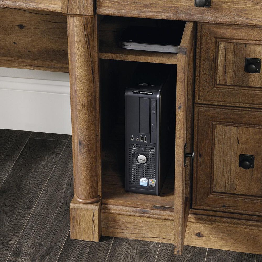 Sauder Palladia Computer Desk With Hutch in Vintage Oak NFM