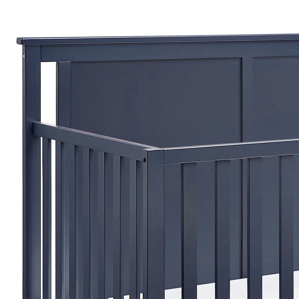 Hearth and Haven Connelly Mini Crib with Mattress Pad in Midnight Blue and Vintage Walnut, , large