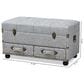 Baxton Studio Flynn 2-Drawer Storage Trunk Ottoman in Grey, , large