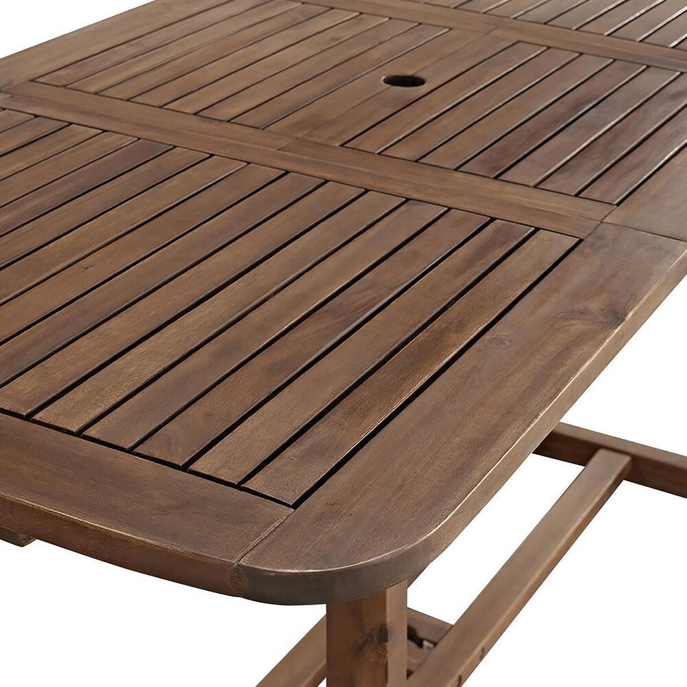 Walker Edison Acacia Wood Patio Butterfly Dining Table in Dark Brown, , large
