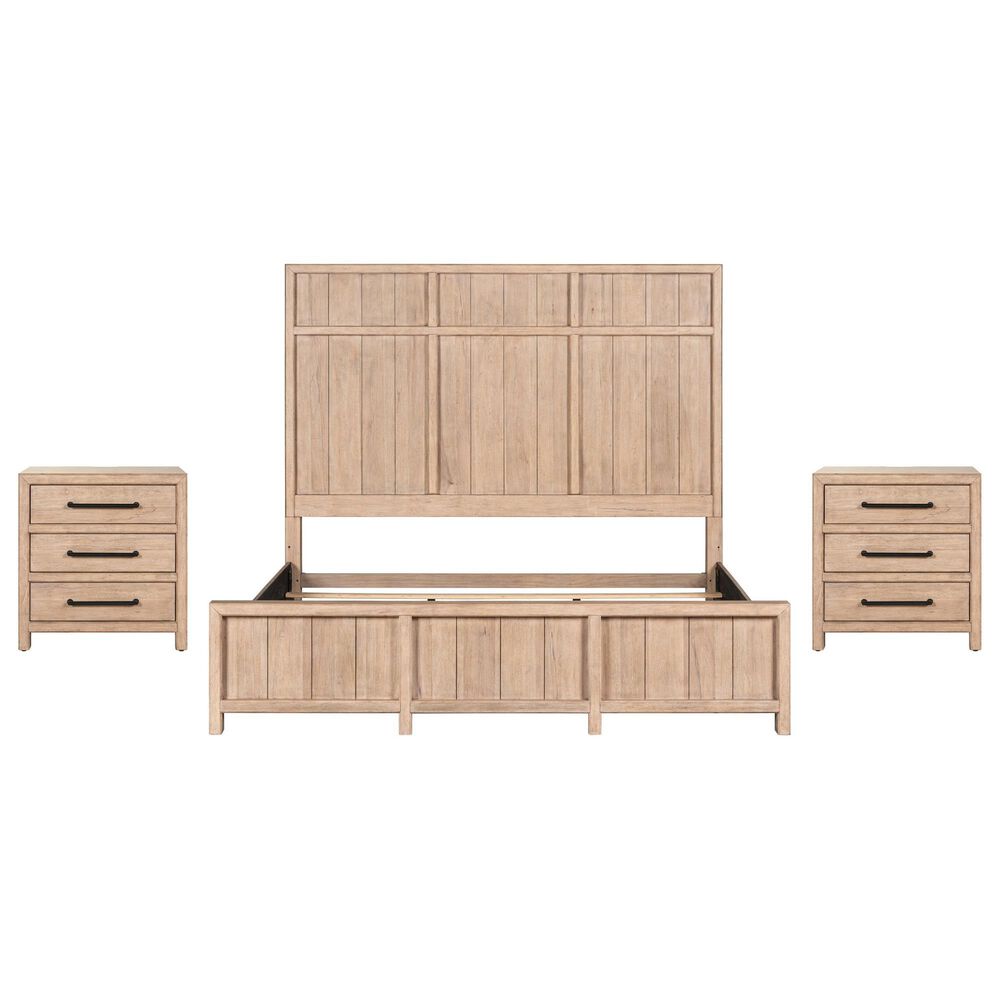 Belle Furnishings Proximity Place King Panel Bed with Two Nightstands in Barley Buff, , large