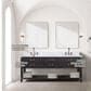 Lexora Home Norwalk 80" Double Bathroom Vanity in Black Oak with White Carrara Marble Top and Rectangular Sinks, , large