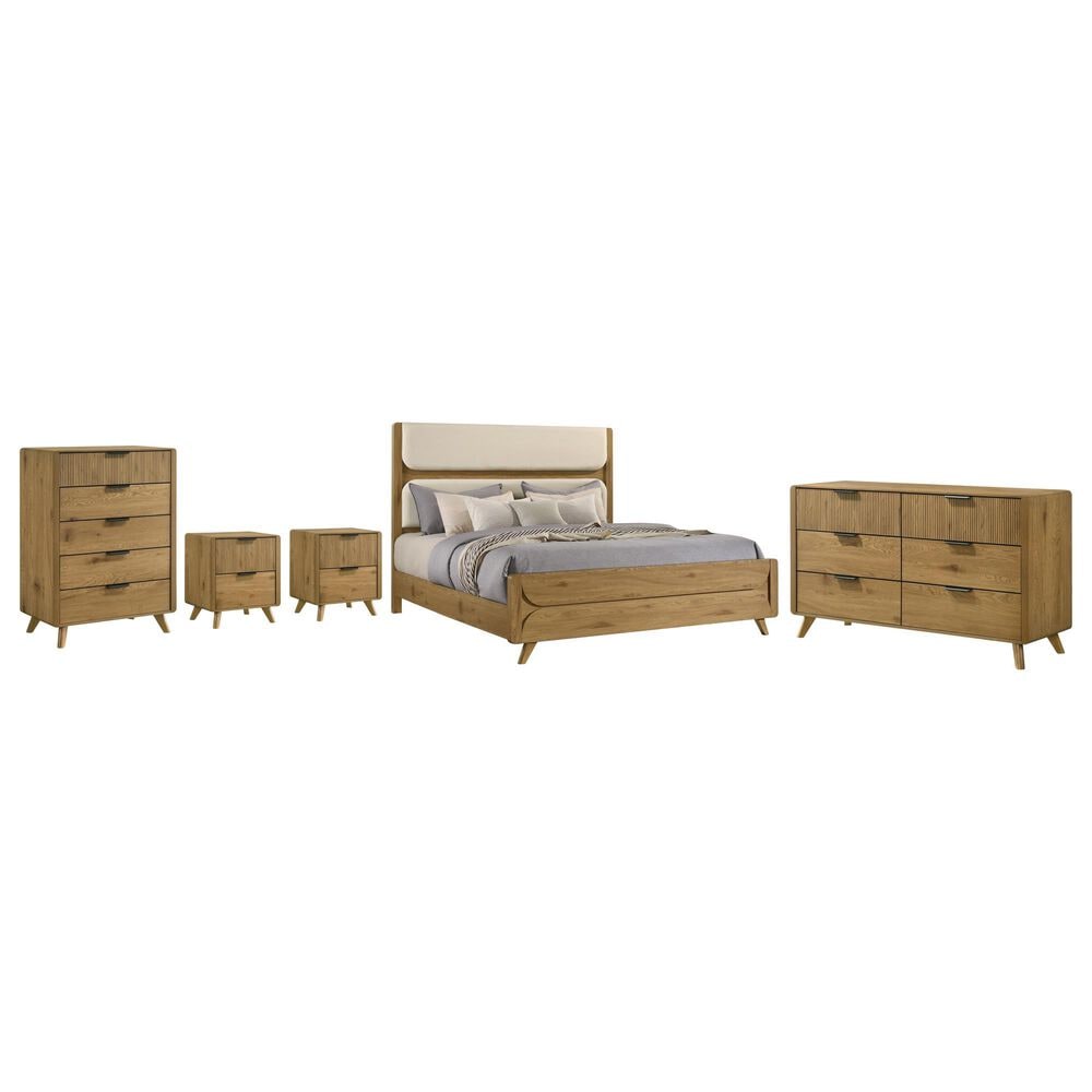 Pacific Landing Bennett King Bed with Dresser, Chest, and Two Nightstands in Light Oak, , large