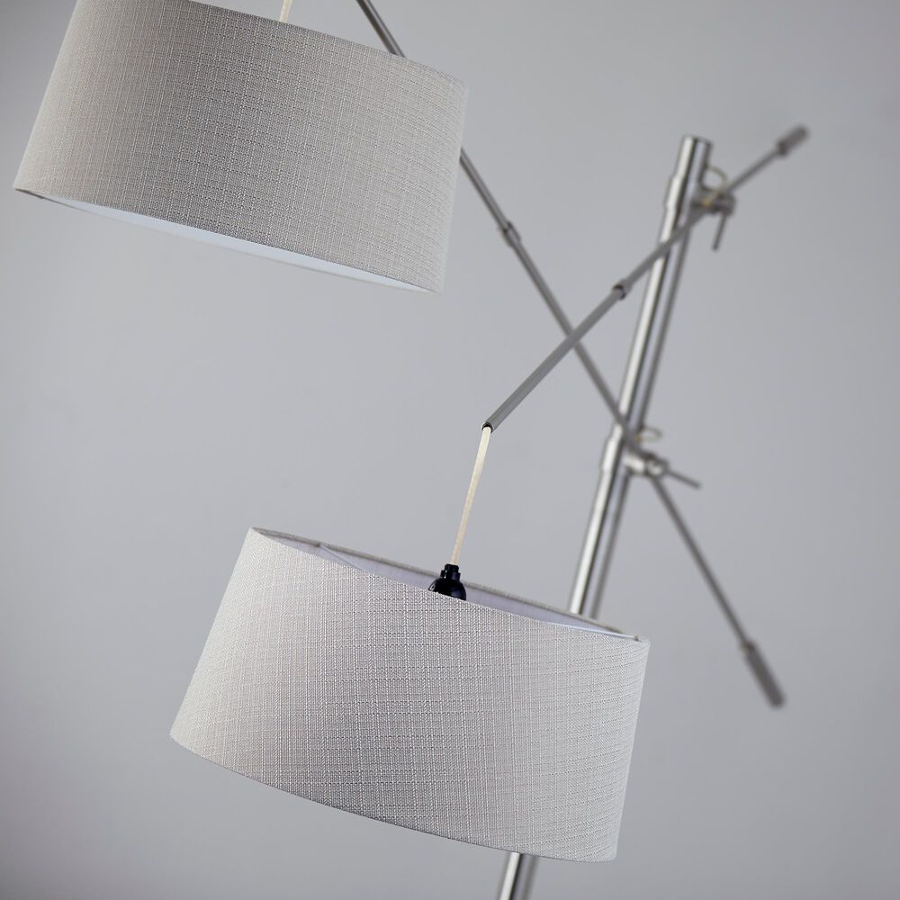 Adesso Manhattan 2-Arm Arc Lamp in Brushed Steel, , large