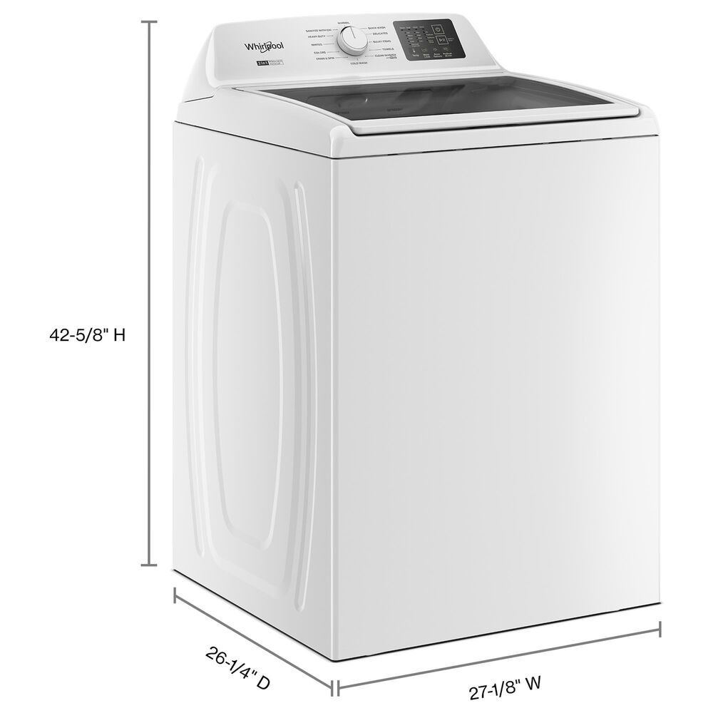 Whirlpool 4.2 - 4.3 Cu. Ft. Top Load Washer with 2-in-1 Removable Agitator and Soft Close Glass Lid in White, , large