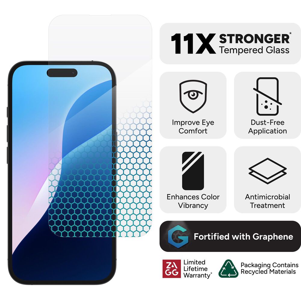 Zagg Invisible Shield XTR4 Antimicrobial Glass Screen Protector for Apple iPhone 16 in Clear, , large