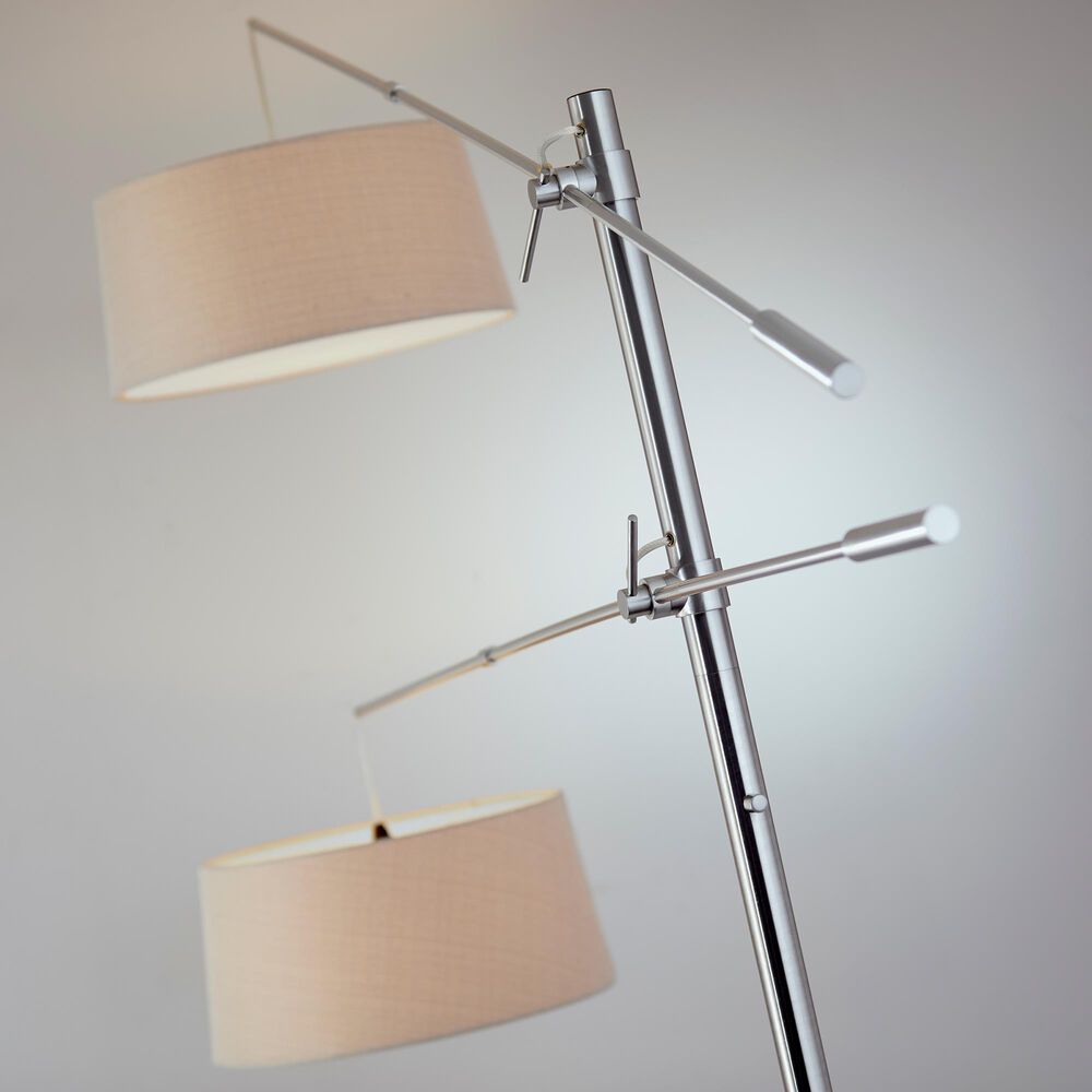 Adesso Manhattan 2-Arm Arc Lamp in Brushed Steel, , large