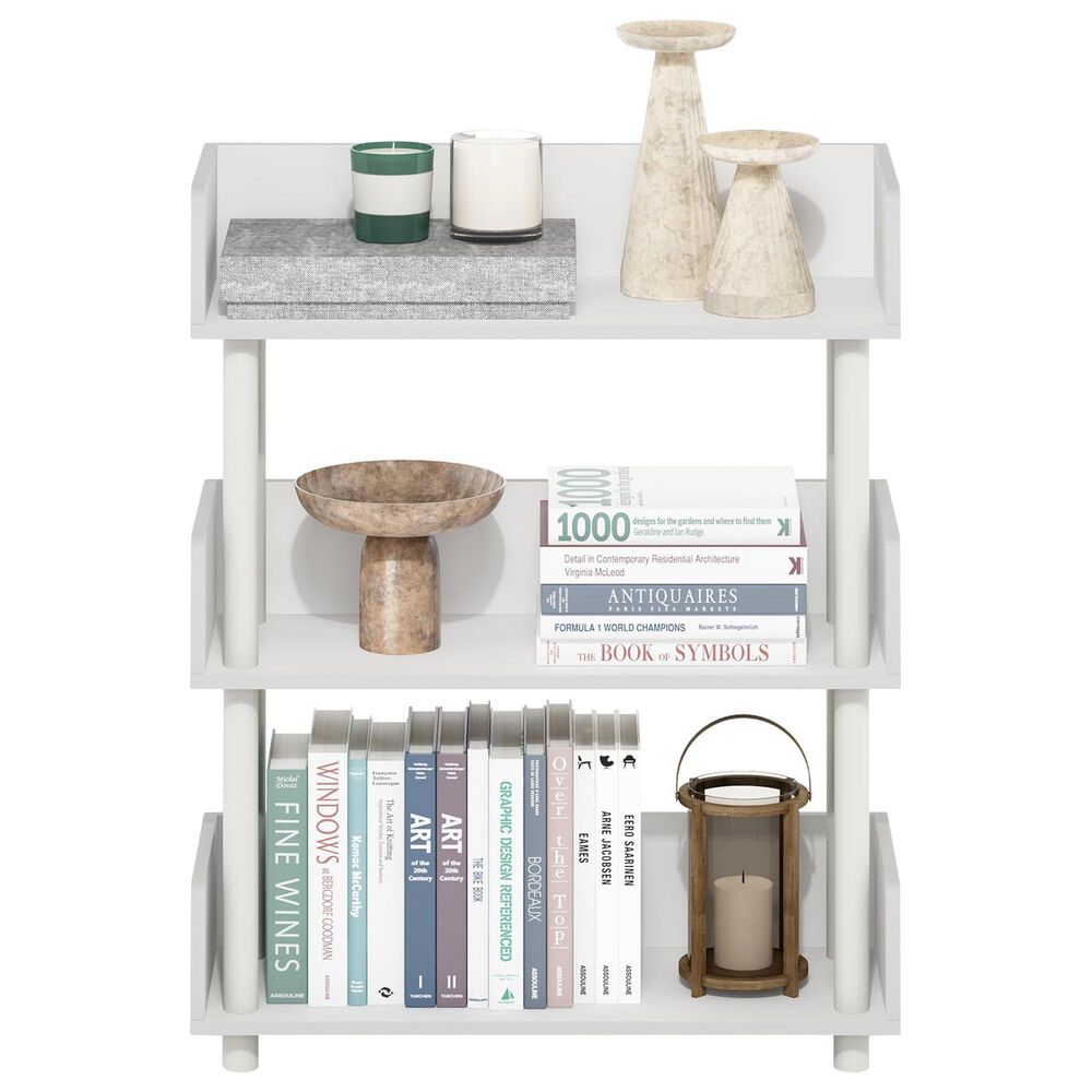 HOMLUX Turn-N-Tube 3-Tier Open Display Storage Bookshelf in White, , large