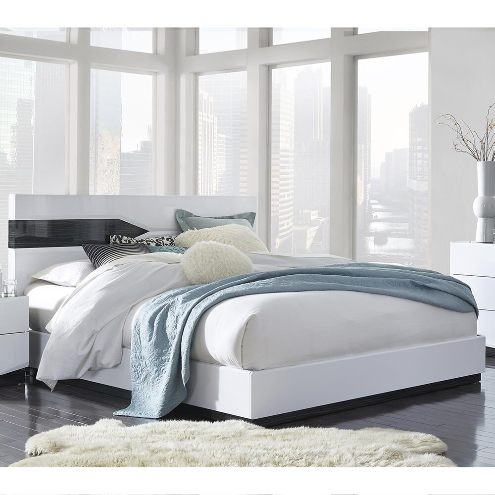 Global Furniture USA Hudson Queen Bed in Black, Grey and White, , large