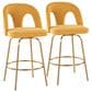 LumiSource Ava Swivel Counter Stool with Yellow Fabric Upholstery in Gold (Set of 2), , large