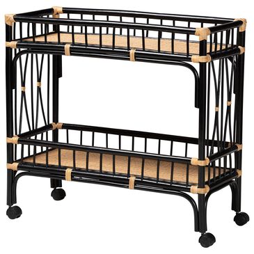 Baxton Studio Dalinda 2-Tier Kitchen Cart in Black and Natural Brown, , large