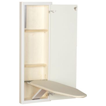 Household Essentials In-Wall Ironing Board with Storage Shelves in White, , large