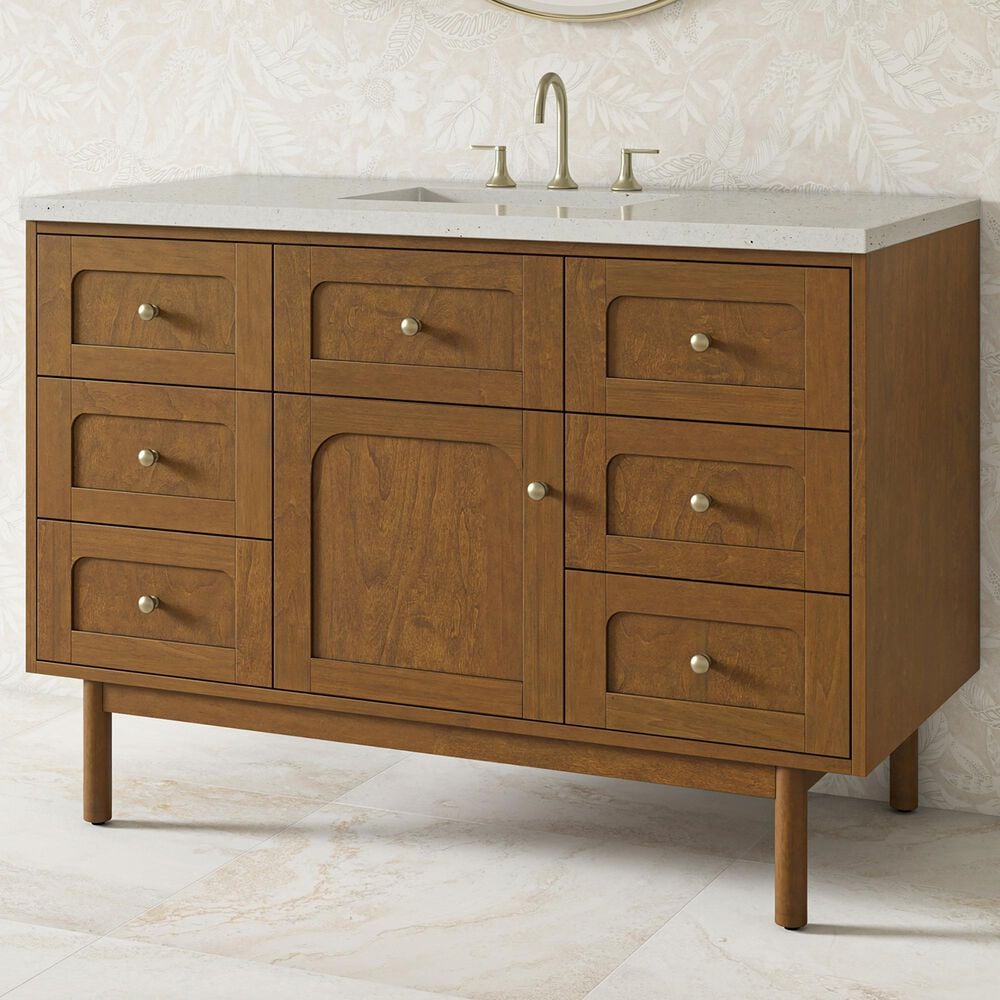 James Martin Laurent 48" Single Bathroom Vanity in Honey Oak with 3 cm Lime Delight Silestone Top and Rectangular Sink, , large