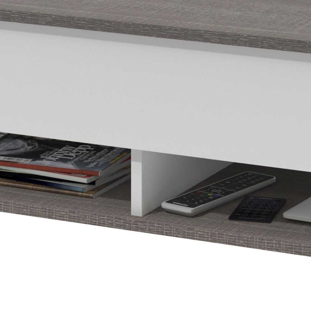 Bestar Small Space 37" Lift Top Storage Coffee Table in Bark Gray and