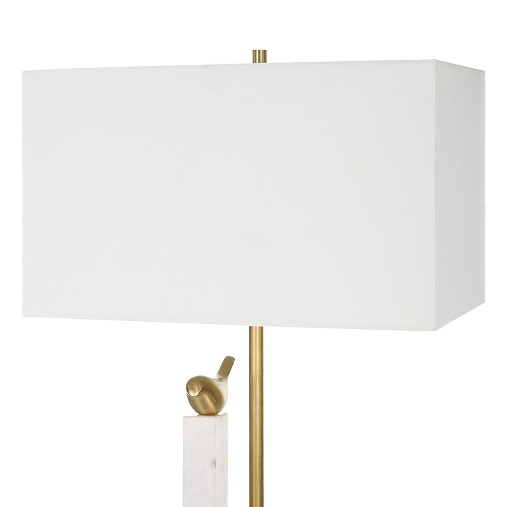 Uttermost Songbirds Table Lamp in White and Brushed Brass, , large