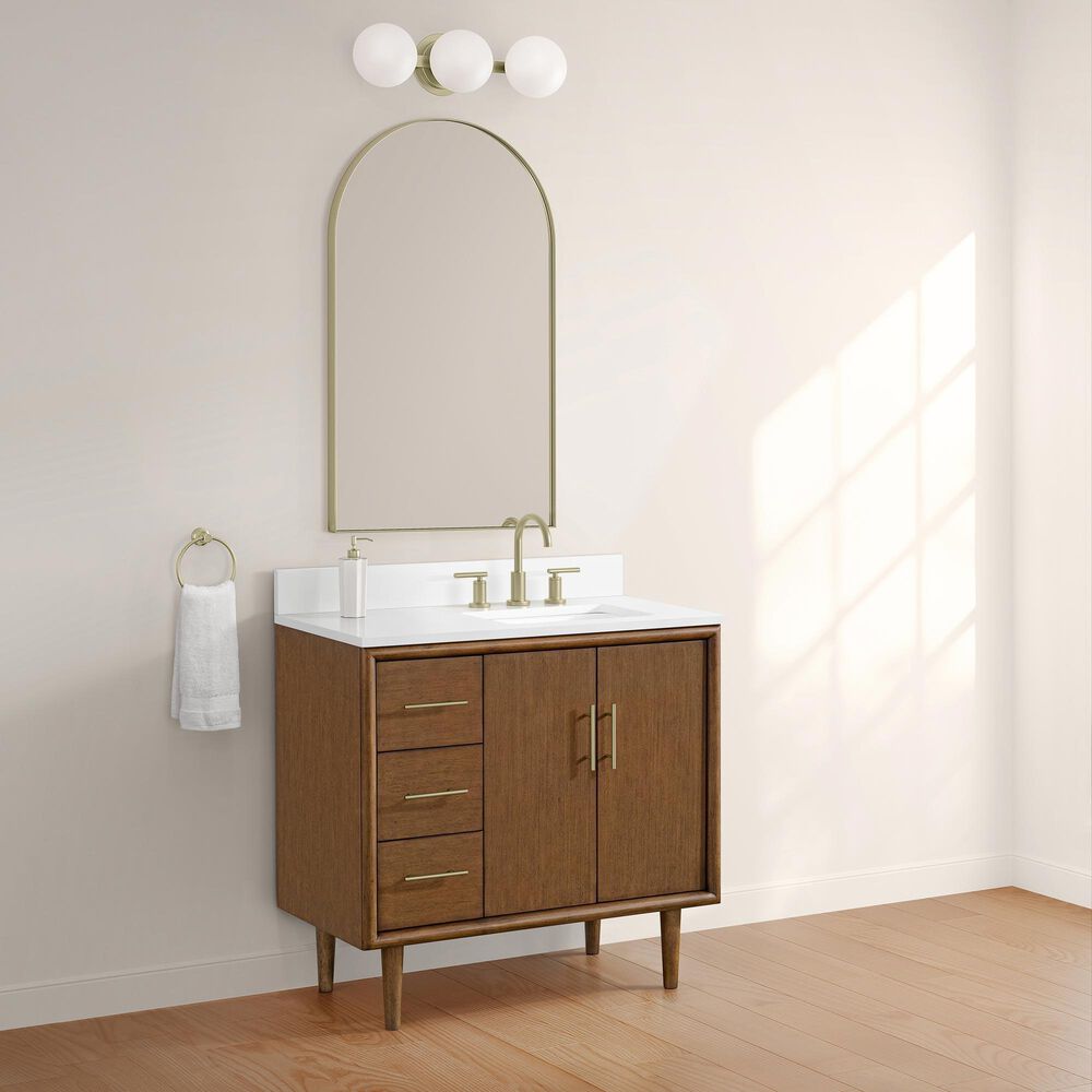 37B Mertola 36" Single Bathroom Vanity Cabinet in Dark Maplewood with White Composite Stone Top and Backsplash, , large