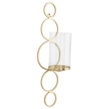 Maple and Jade 25" Stacked Circle Single Indoor/Outdoor Wall Mount Candle Holder in Satin Gold and Clear, , large