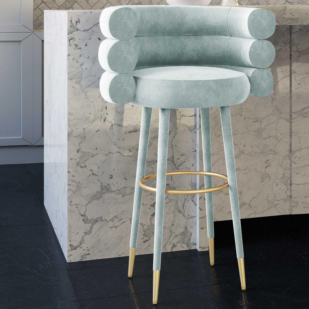 Tov Furniture Betty Bar Stool in Mint Green Velvet Nebraska Furniture