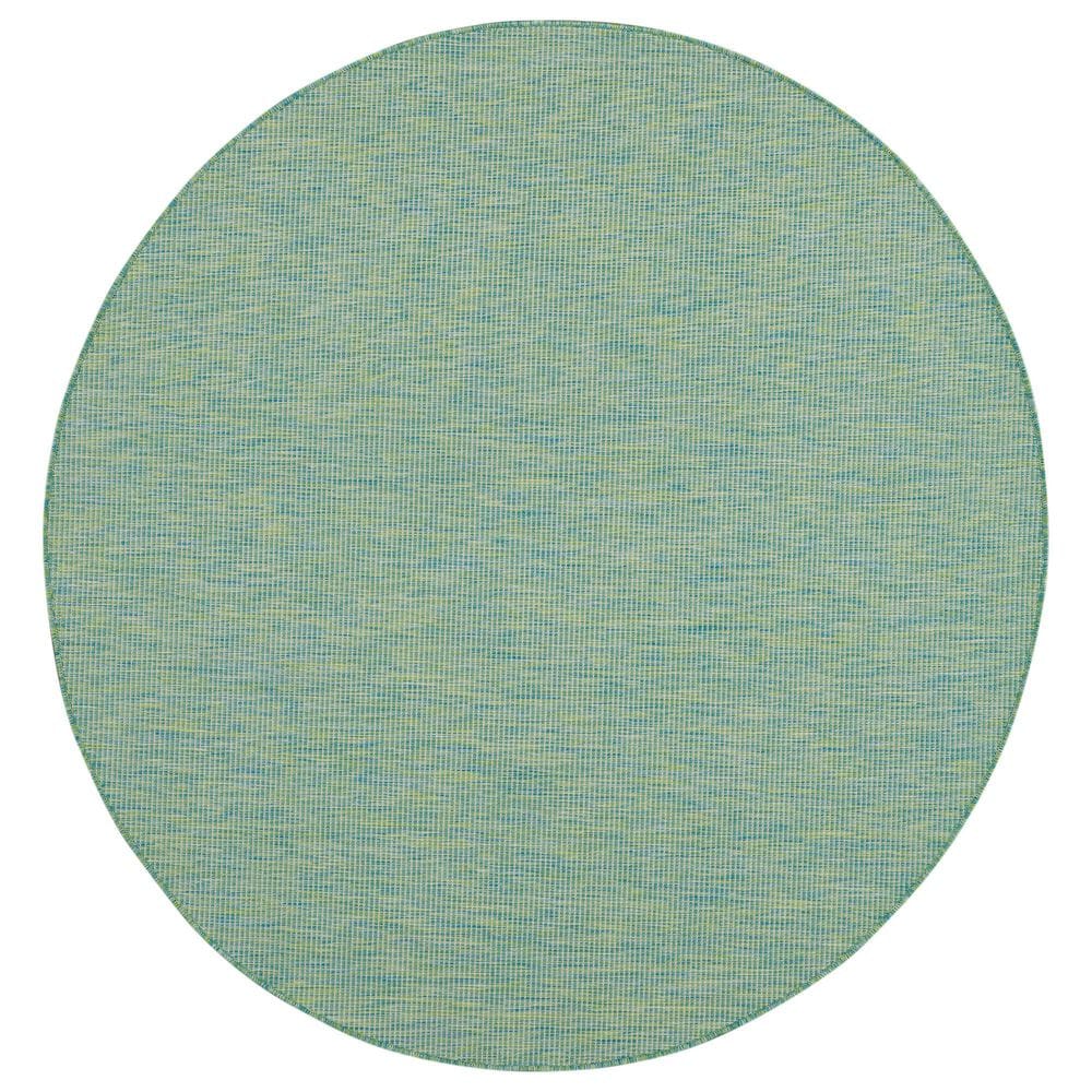 Nourison Positano 6&#39; Round Blue and Green Indoor/Outdoor Area Rug, , large