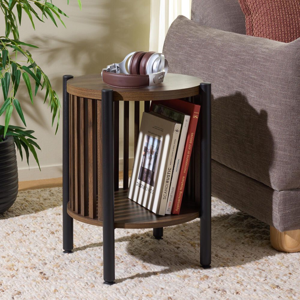 Safavieh Marami End Table in Walnut and Black, , large