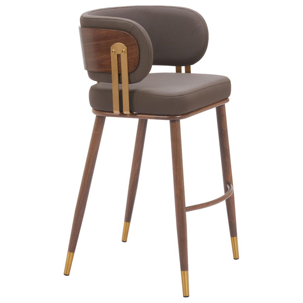 Zuo Modern Brew Barstool in Brown &amp; Walnut, , large