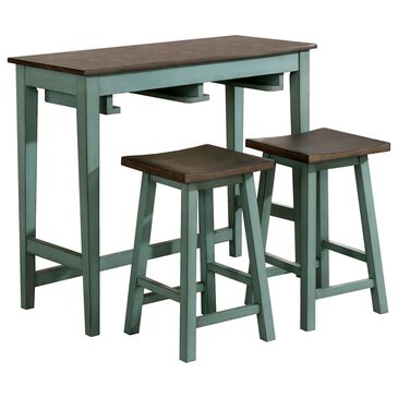 Furniture of America Christensen 3-Piece Bar Table Set in Antique Blue, , large