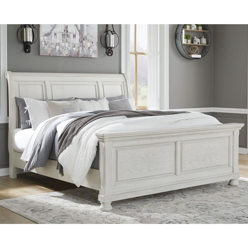 Ashley Robbinsdale King Sleigh Bed in Antique White, , large