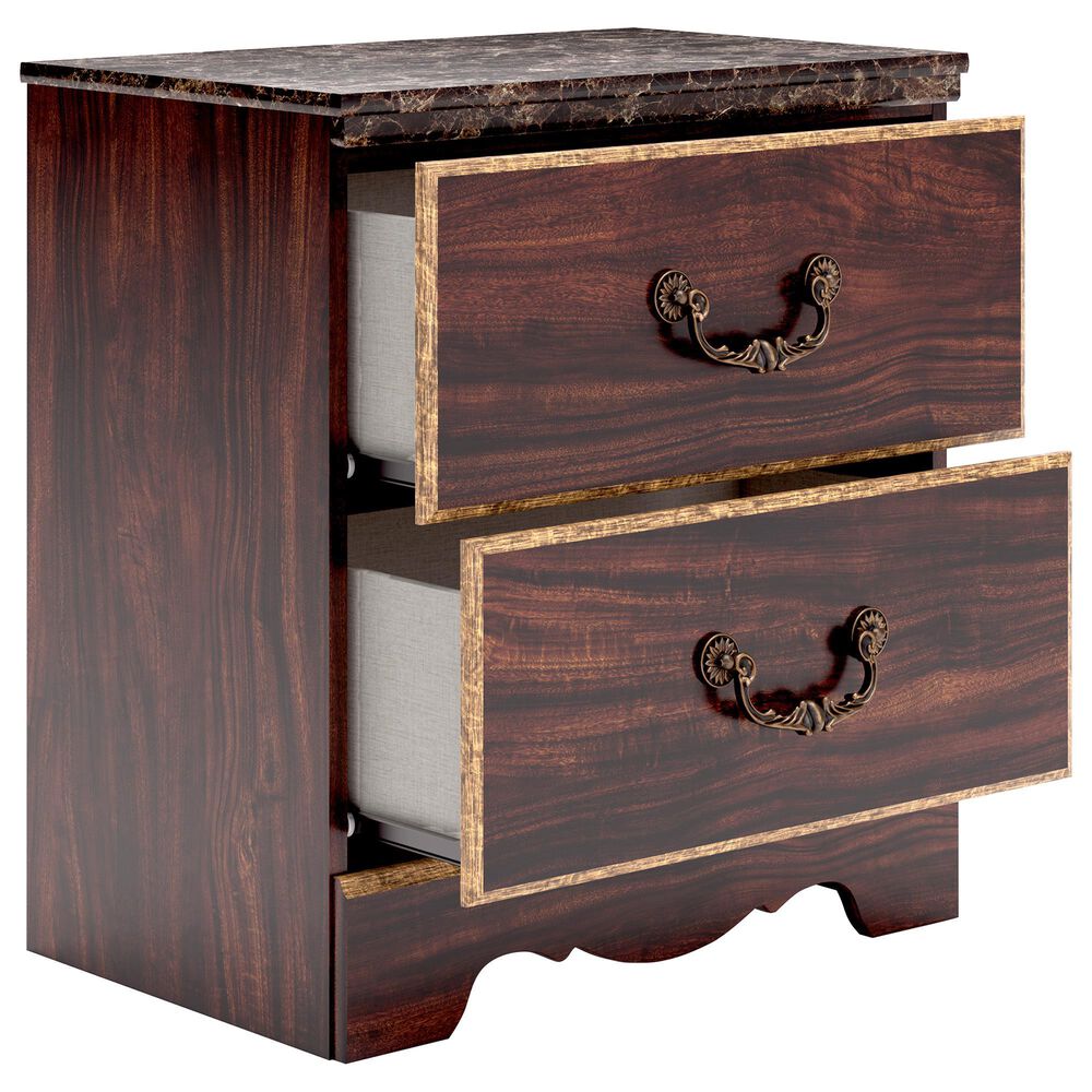 Ashley Glosmount 2-Drawer Nightstand in Glossy Reddish Brown and Gold, , large