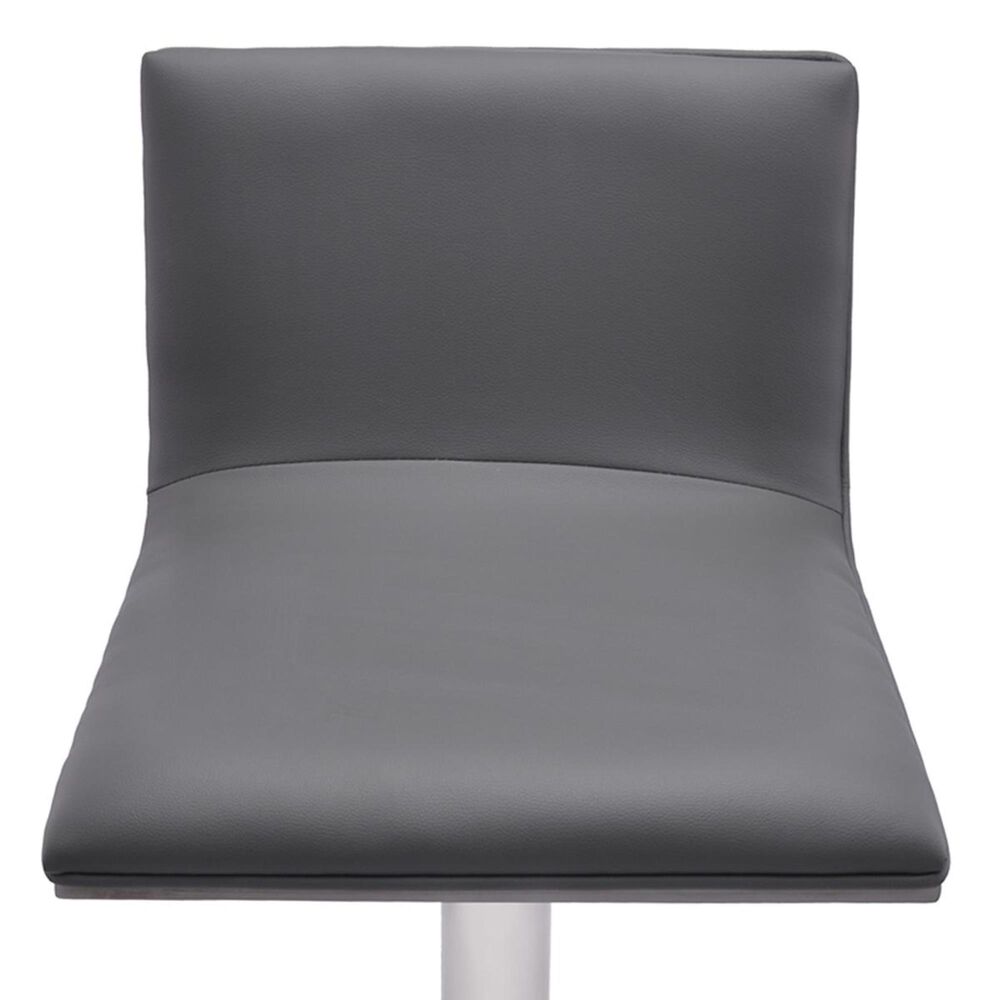 Blue River Crystal Adjustable Swivel Bar Stool in Gray Faux Leather, Stainless Steel and Gray Walnut Veneer, , large