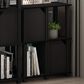 HOMLUX 3-Tier Storage Bookcase with Two Doors in Black Oak and Black, , large