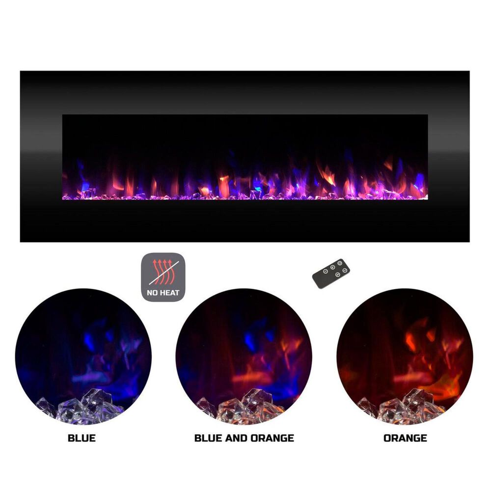 Timberlake Northwest 54&quot; NO HEAT Wall Mount Electric Fireplace in Black, , large