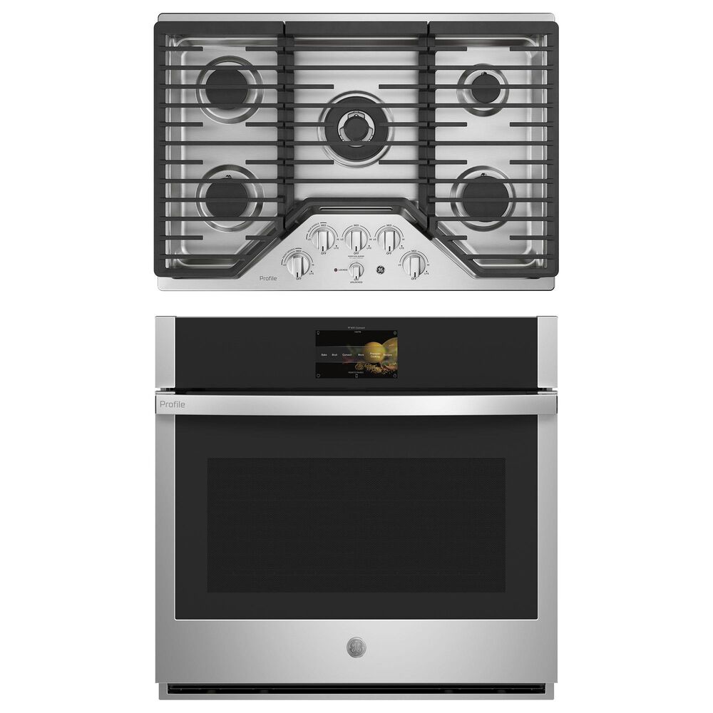 GE Profile 2-Piece Kitchen Package with 30" Built-In Single Wall Oven and Gas Cooktop in Stainless Steel, , large