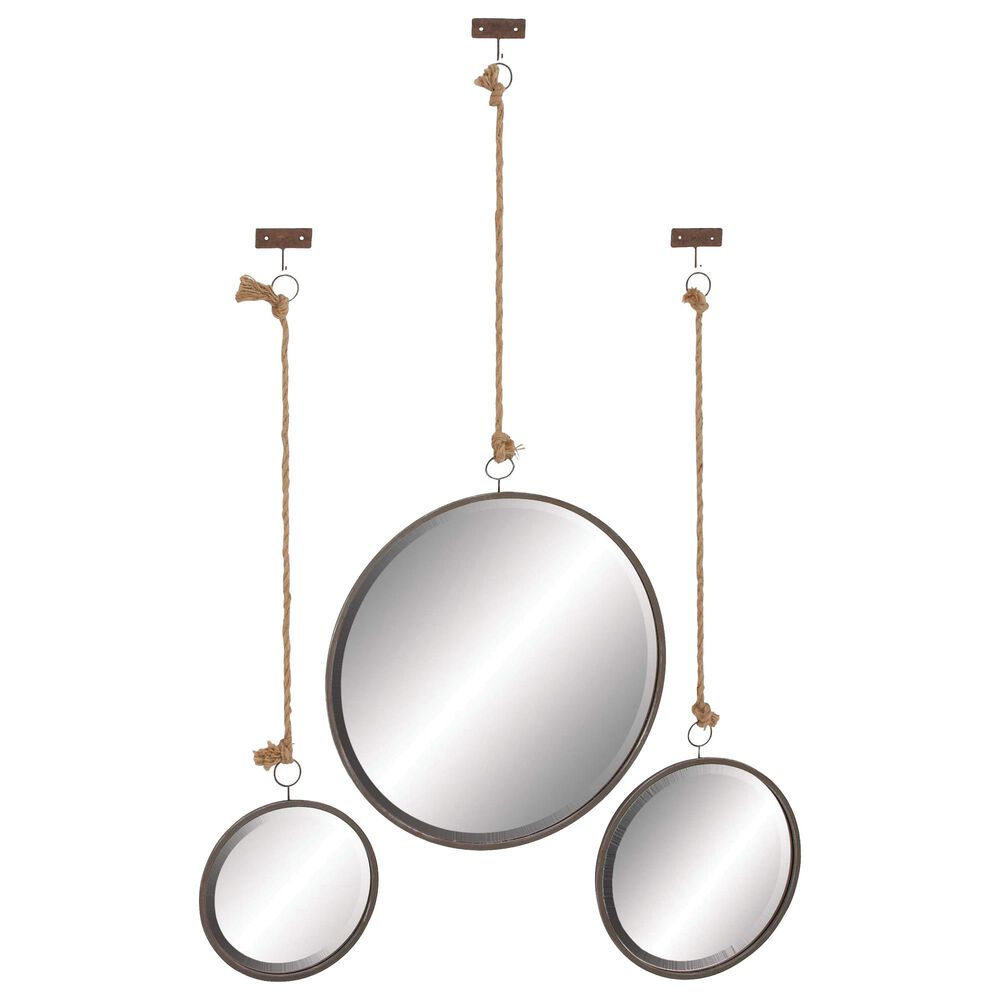 Maple and Jade Glam Wall Mirror in Grey (Set of 3), , large