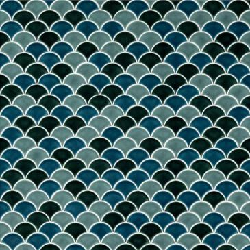 Ms International Azul Scallop 12" x 12" Porcelain Tile Mosaic Sheet, , large