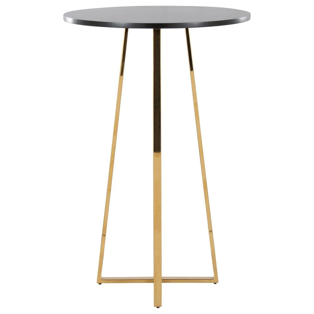 LumiSource Cosmo Bar Table in Gold Metal and Black Wood, , large