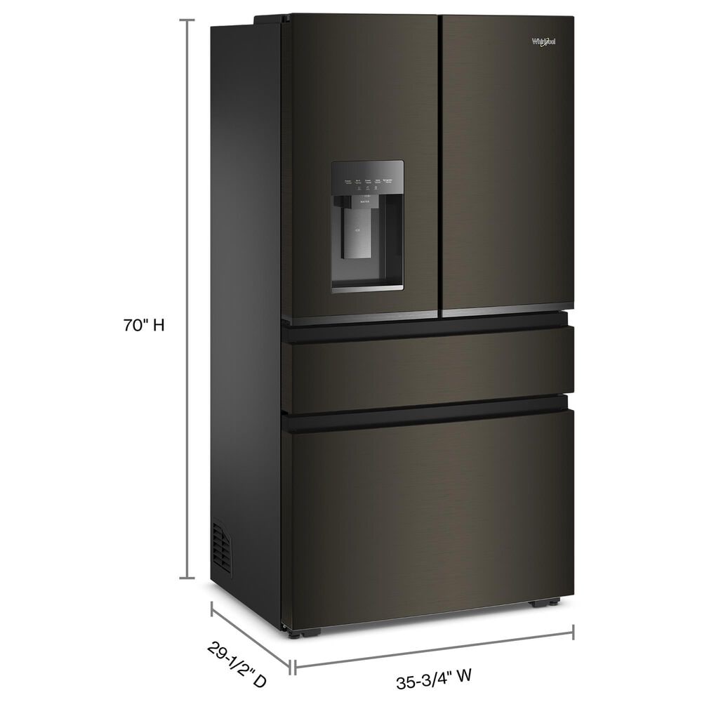 Whirlpool 22 Cu. Ft. 4-Door Depth French Door Refrigerator with Dual Ice Makers in Black Stainless Steel, , large