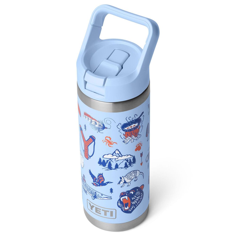 YETI Rambler 18 Oz Water Bottle with Color-Blocked Straw Cap in Big Sky Summer Camp, , large