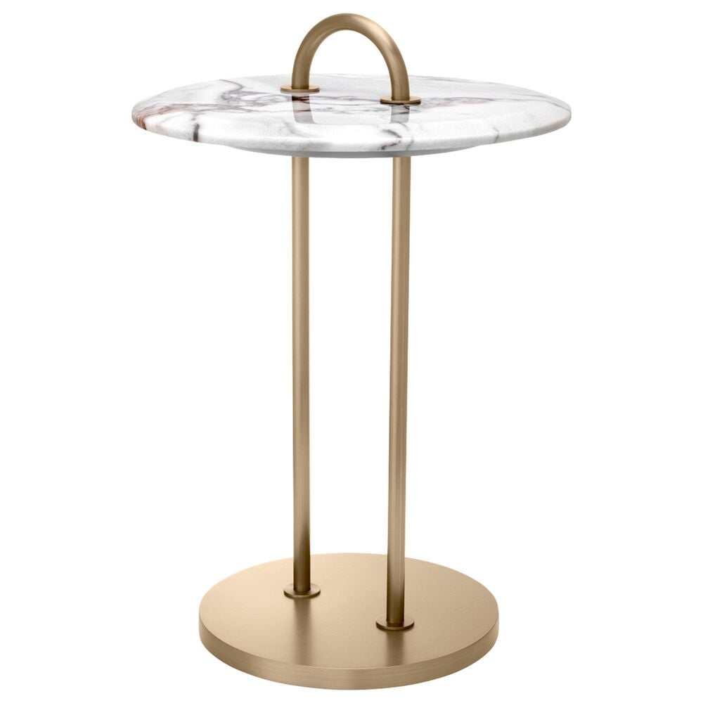 Eichholtz Zappa Side Table in Brushed Brass and White, , large