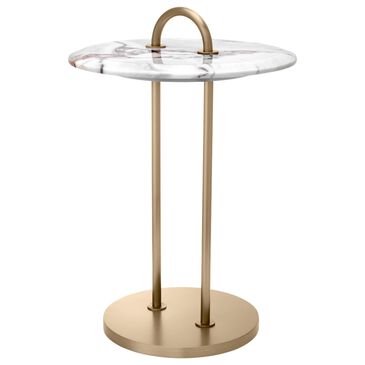 Eichholtz Zappa Side Table in Brushed Brass and White, , large