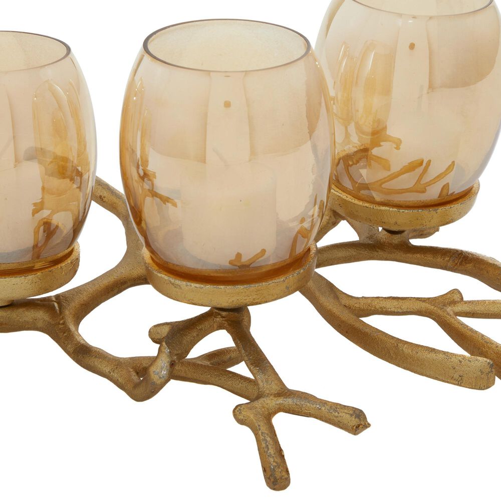 Maple and Jade 19&quot; x 6&quot; Hurricane Lamp in Gold, , large