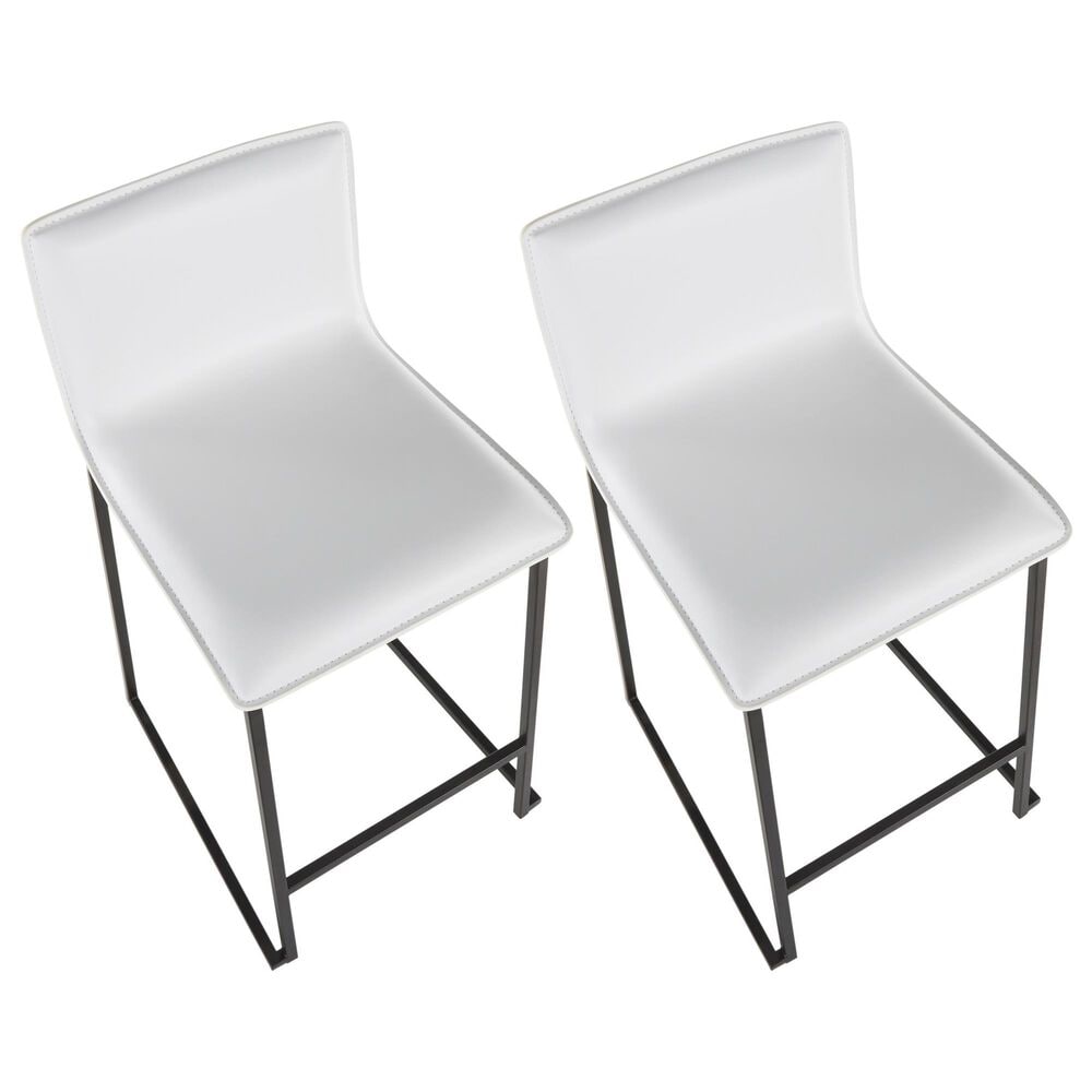 Lumisource Mara Counter Stool with White Cushion in Black &#40;Set of 2&#41;, , large