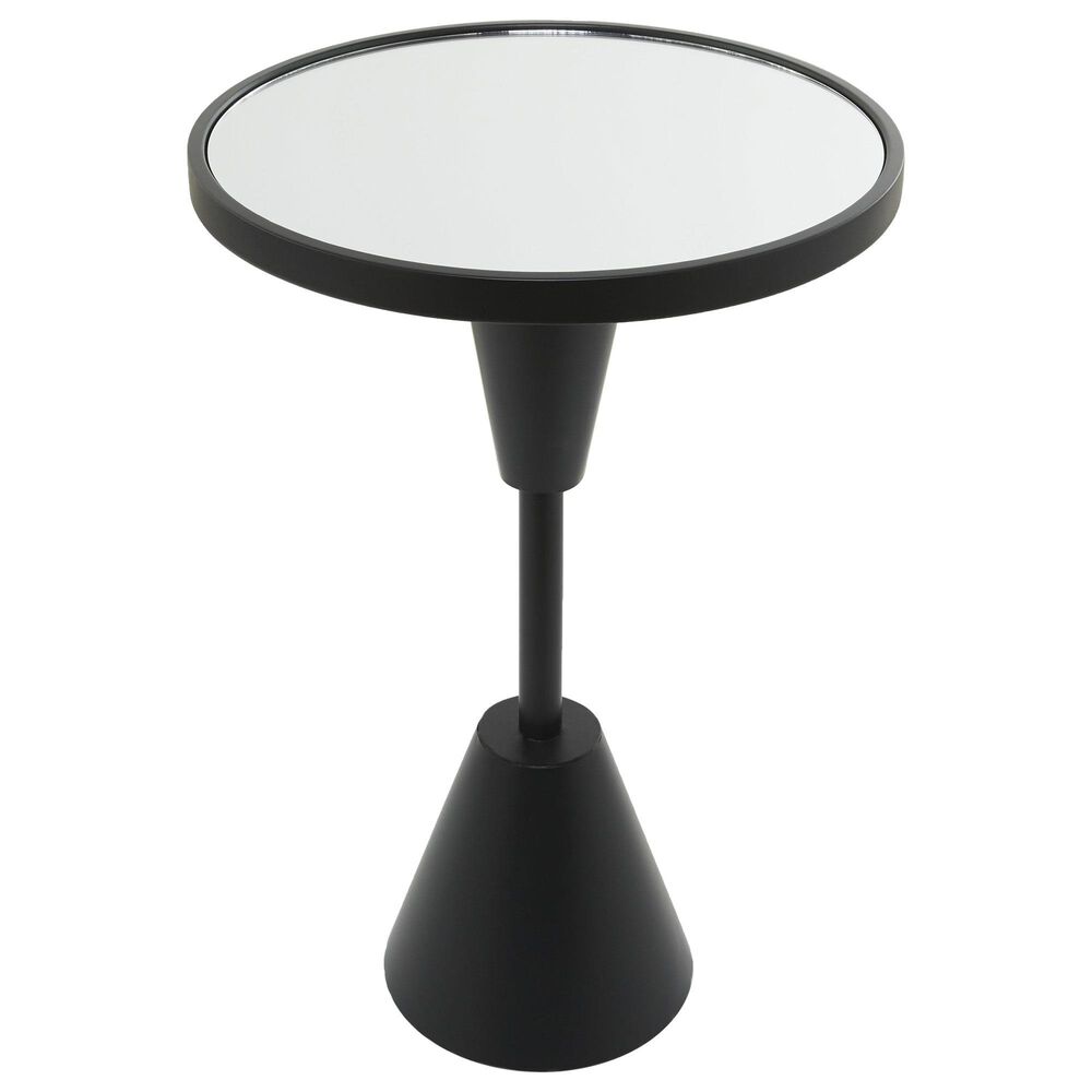 Maple and Jade Accent End Table with Pedestal Base and Mirrored Glass Top in Black, , large