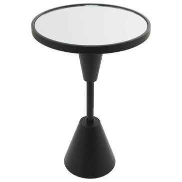 Maple and Jade Accent End Table with Pedestal Base and Mirrored Glass Top in Black, , large