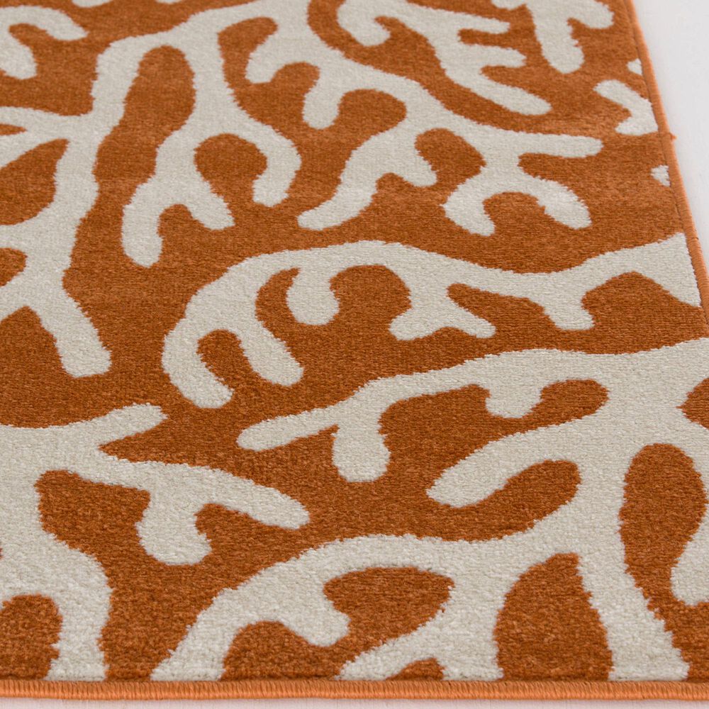 Central Oriental Terrace Tropic Allover Coral 7&#39;10&quot; x 9&#39;10&quot; Tangerine Area Rug, , large