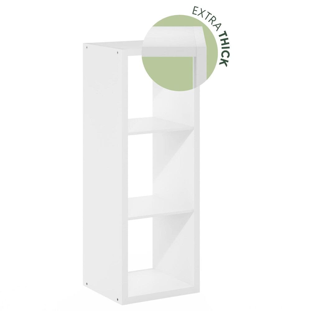 HOMLUX 3-Cube Reversible Open Back Bookshelf in White, , large