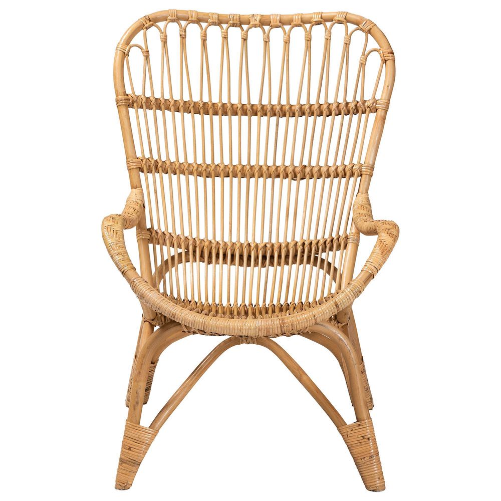 Baxton Studio Earvin Rattan Arm Chair in Natural Brown, , large