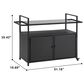 Hearth and Haven Patio Bar Cart with Glass Top and Storage Cabinet in Black, , large